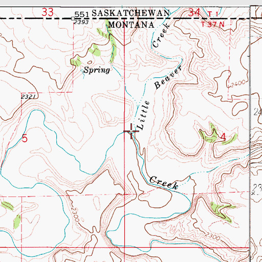 Topographic Map of Little Beaver Creek, MT