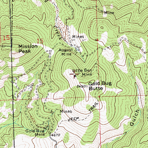 Topographic Map of Little Ben Mine, MT