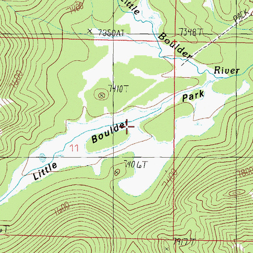 Topographic Map of Little Boulder Park, MT