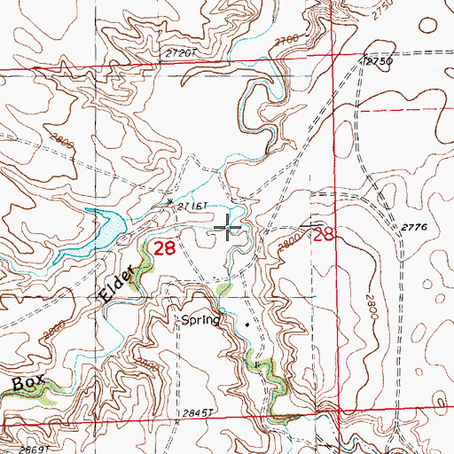 Topographic Map of Little Box Elder Coulee, MT