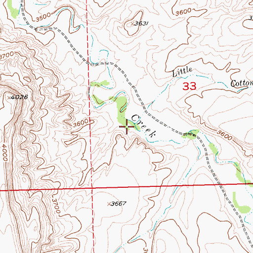 Topographic Map of Little Cottonwood Creek, MT