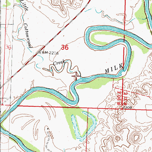 Topographic Map of Little Cottonwood Creek, MT