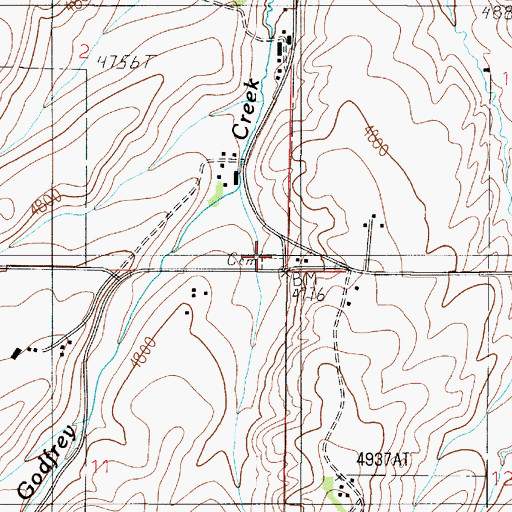 Topographic Map of Little Holland Cemetery, MT