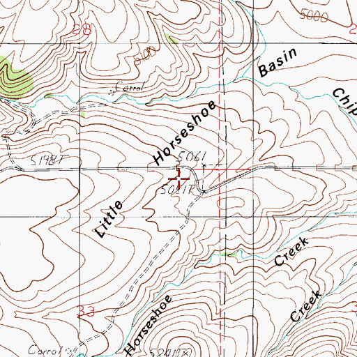 Topographic Map of Little Horseshoe Basin, MT