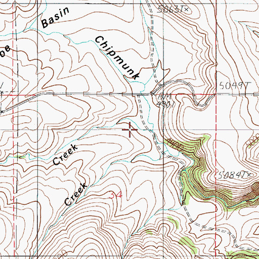 Topographic Map of Little Horseshoe Creek, MT