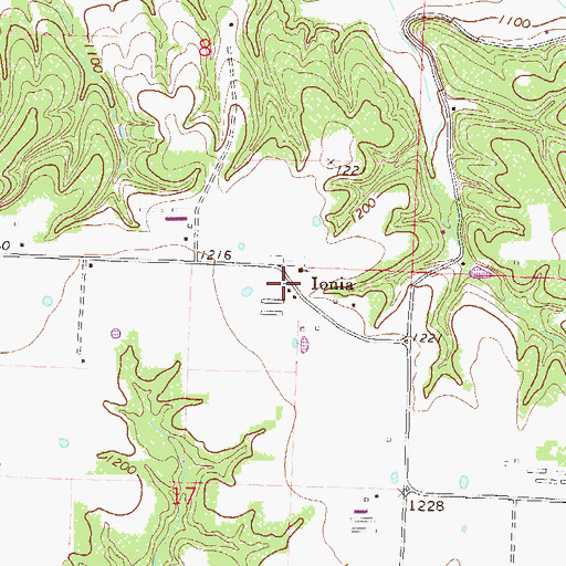 Topographic Map of Ionia, AR