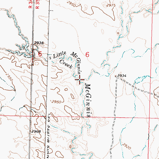 Topographic Map of Little McGinnis Creek, MT