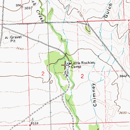 Topographic Map of Little Rockies Camp, MT