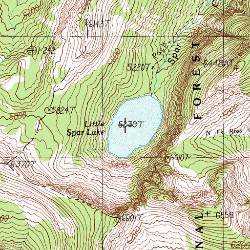 Topographic Map of Little Sparr Lake, MT