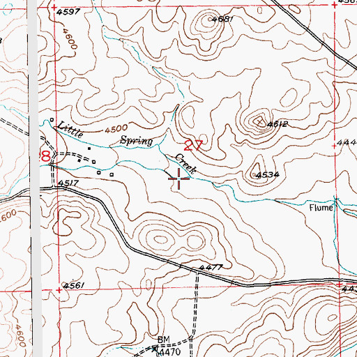 Topographic Map of Little Spring Creek, MT