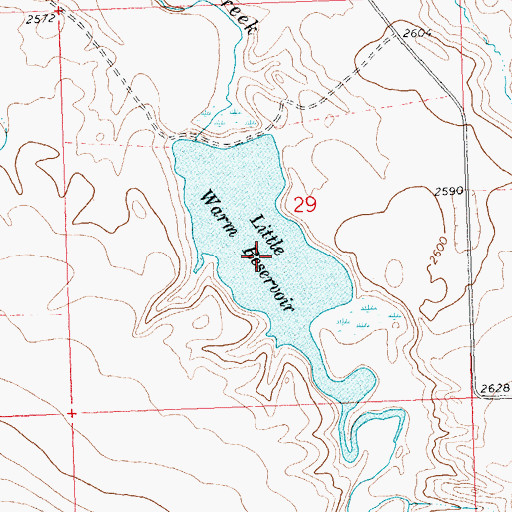 Topographic Map of Little Warm Reservoir, MT