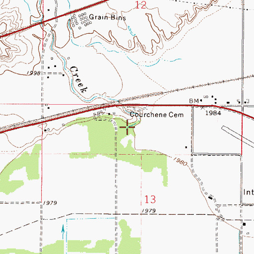 Topographic Map of Little Wolf Creek, MT