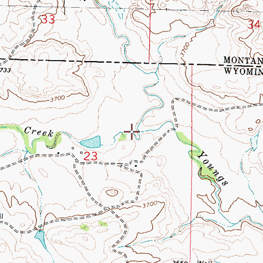 Topographic Map of Little Youngs Creek, WY