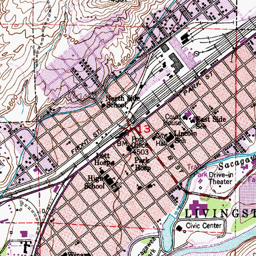 Topographic Map of Livingston, MT