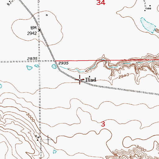Topographic Map of Iliad, MT