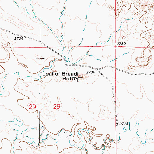 Topographic Map of Loaf of Bread Butte, MT
