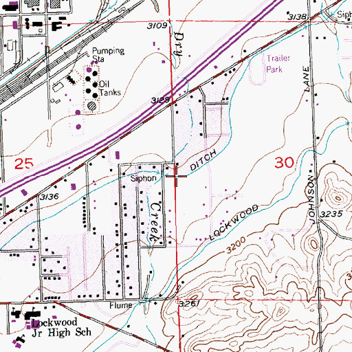Topographic Map of Lockwood Ditch, MT