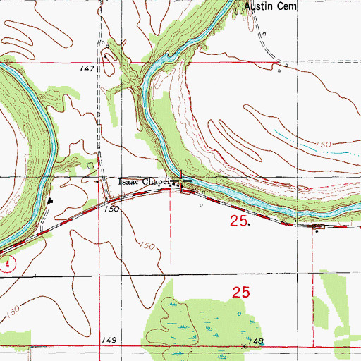 Topographic Map of Isaac Chapel Baptist Church, AR