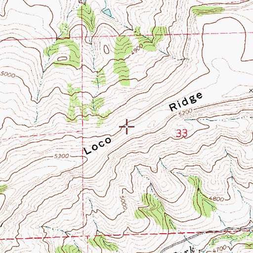 Topographic Map of Loco Ridge, MT