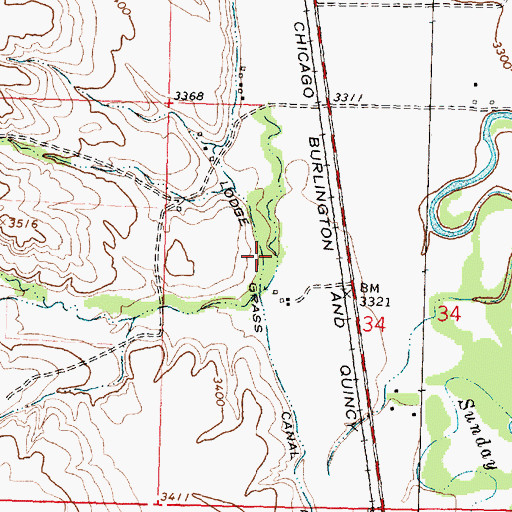 Topographic Map of Lodge Grass Canal Number One, MT