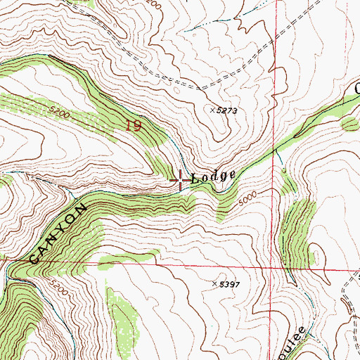 Topographic Map of Lodge Grass Canyon, MT