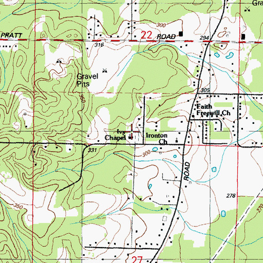 Topographic Map of Ivy Chapel, AR