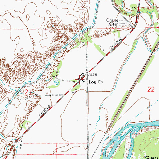 Topographic Map of Log Church, MT