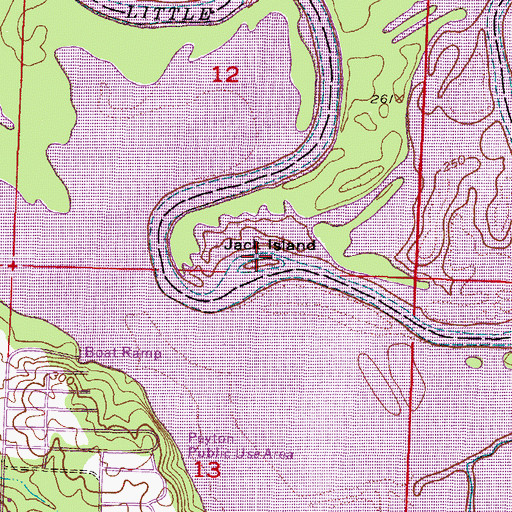 Topographic Map of Jack Island, AR