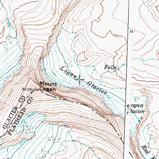 Topographic Map of Logan Glacier, MT