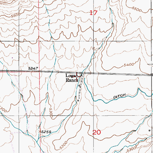 Topographic Map of Logan Ranch, MT