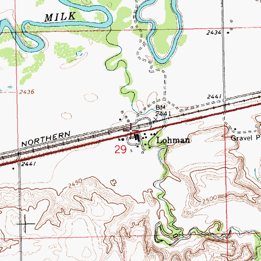 Topographic Map of Lohman, MT