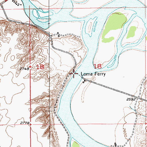 Topographic Map of Loma Ferry, MT