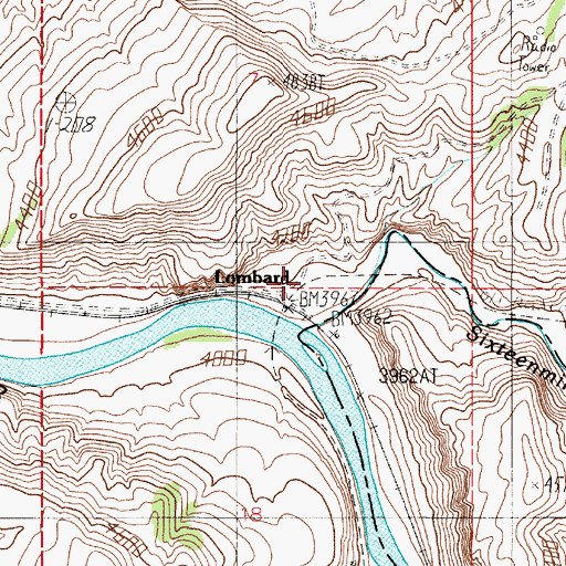 Topographic Map of Lombard, MT