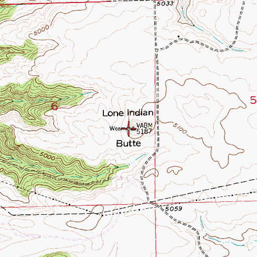 Topographic Map of Lone Indian Butte, MT