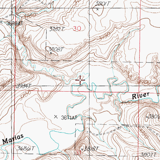 Topographic Map of Lone Man Coulee, MT