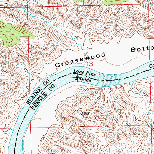 Topographic Map of Lone Pine Rapids, MT