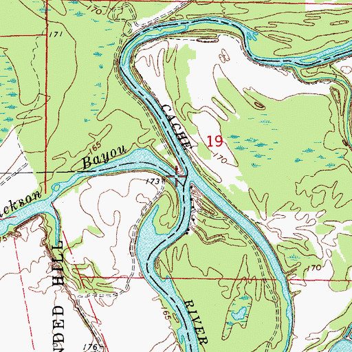 Topographic Map of Jackson Bayou, AR