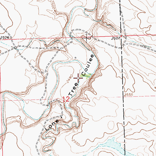 Topographic Map of Lone Tree Coulee, MT