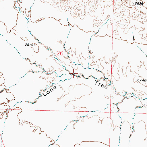 Topographic Map of Lone Tree Creek, MT