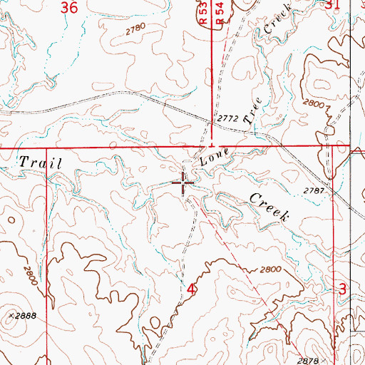 Topographic Map of Lone Tree Creek, MT