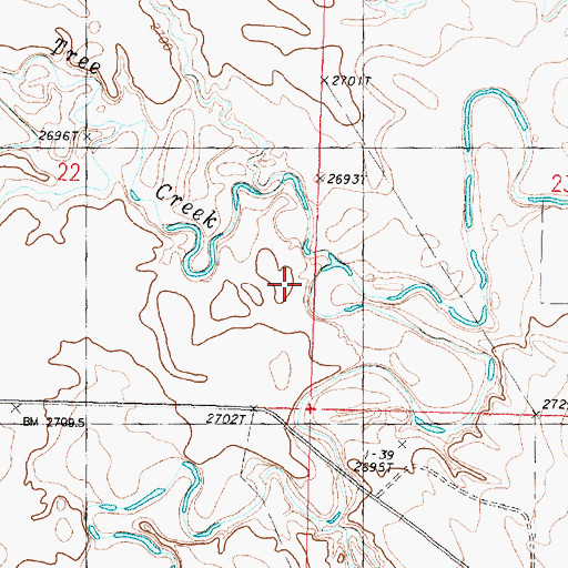 Topographic Map of Lone Tree Creek, MT