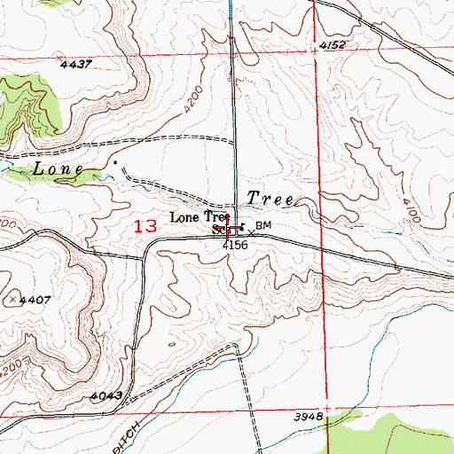 Topographic Map of Lone Tree School (historical), MT