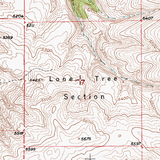 Topographic Map of Lone Tree Section, MT