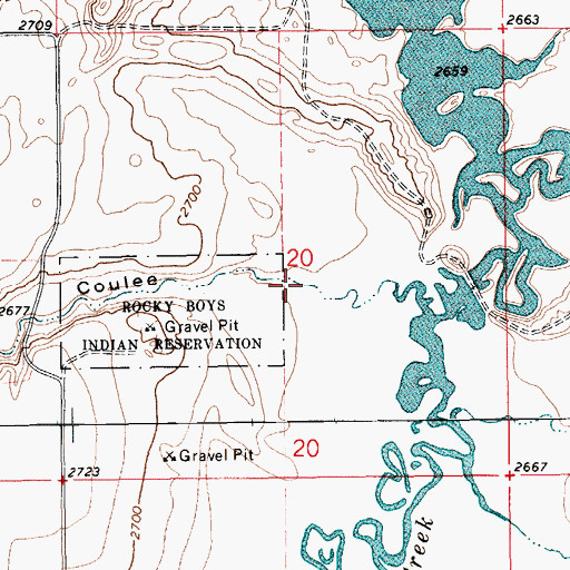 Topographic Map of Lonesome Lake Coulee, MT