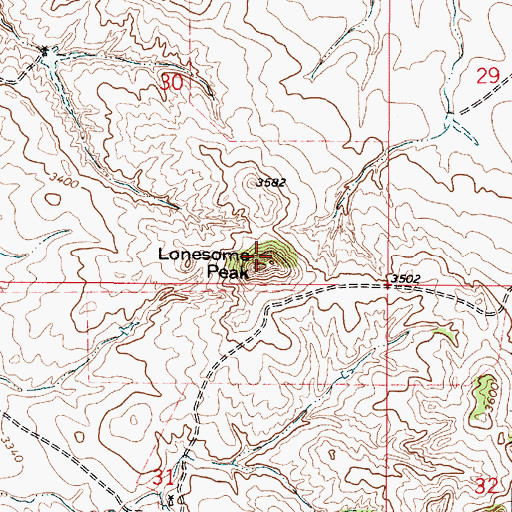 Topographic Map of Lonesome Peak, MT