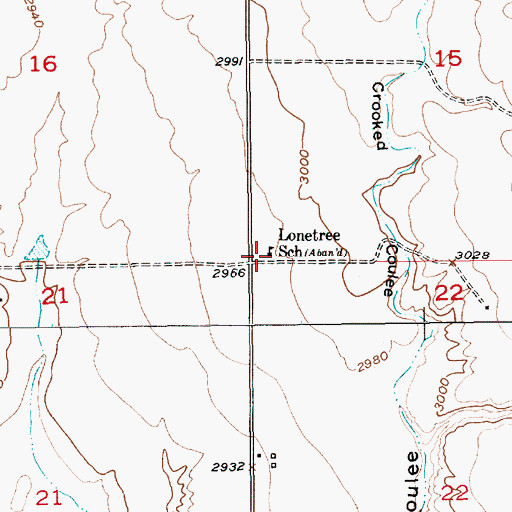Topographic Map of Lonetree School (historical), MT