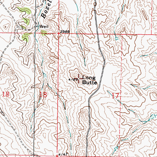 Topographic Map of Long Butte, MT