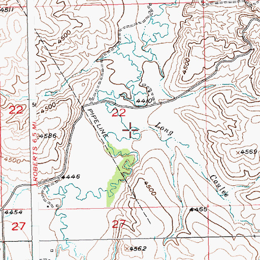 Topographic Map of Long Coulee, MT