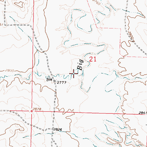 Topographic Map of Long Coulee, MT