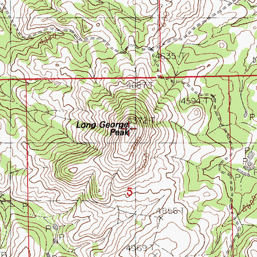 Topographic Map of Long George Peak, MT